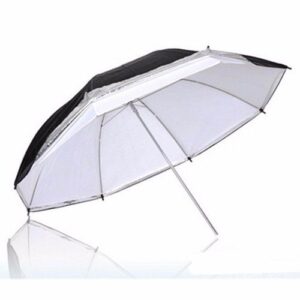 2-in-1 Double-layer Studio Flash White Umbrella with Silver / Black Cover