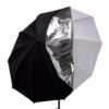 2-in-1 Double-layer Studio Flash White Umbrella with Silver / Black Cover