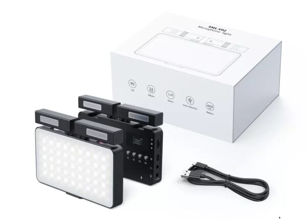 MAMEN SML-V02 Professional Double Microphone RGB & Bi-Color Led Pocket Camera fill light