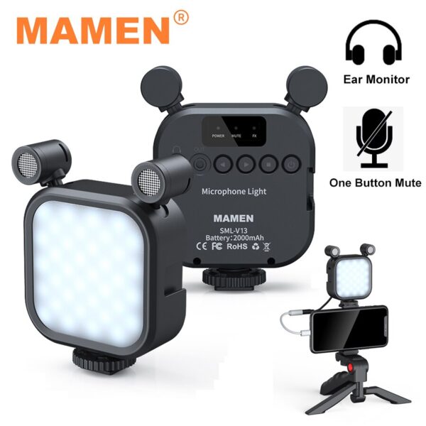 MAMEN V13 Broadcast Multi-Angle Stereo Microphone Lights